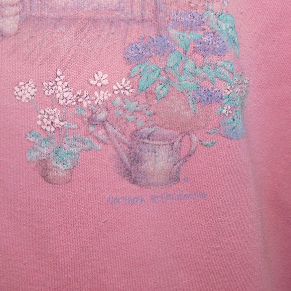 VTG 90s Northern Reflections Womens L Pink Plants Boats Graphic Sweatshirt - Picture 5 of 8